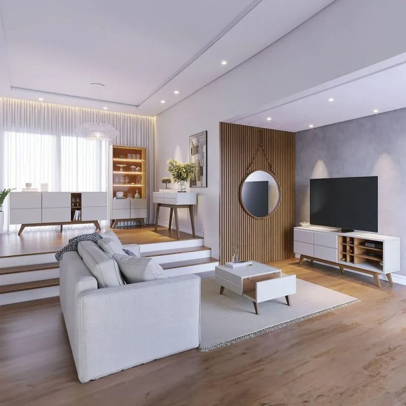 Sala de Estar Completa Serena para TV Até 70 Polegadas 5 Peças Off White - Pnr