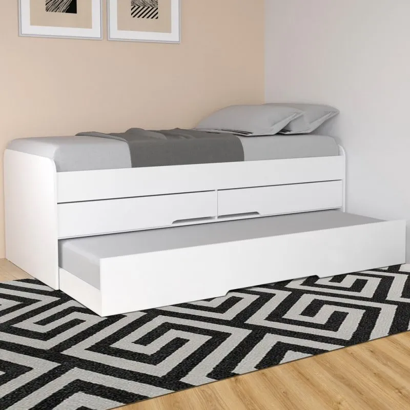 Cama de Solteiro Start 2 Gavetas Branco Fosco - Pnr Móveis