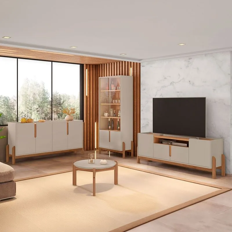 Sala de Estar Completa para TV Até 60 Polegadas Home 12 Portas 4 Peças Off