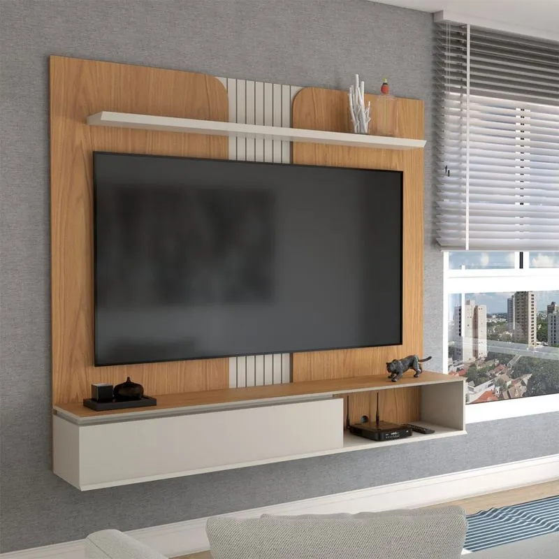 Painel para TV Até 65 Polegadas City 1 Porta Nature/Off White - Panorama