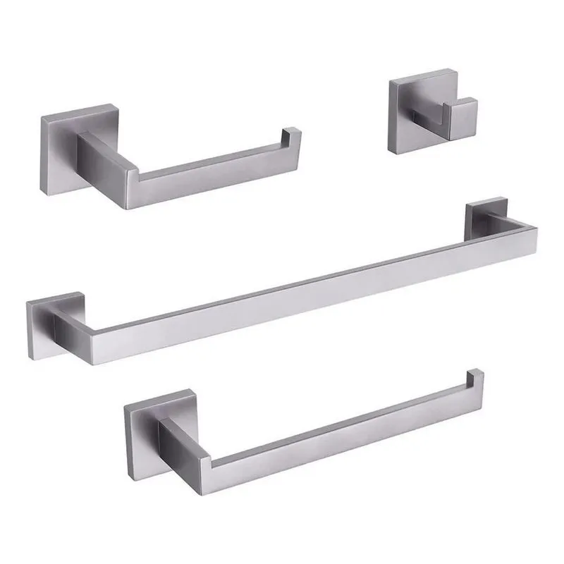Kit Acessórios Para Banheiro Luxo Prata Inox Aço Escovado