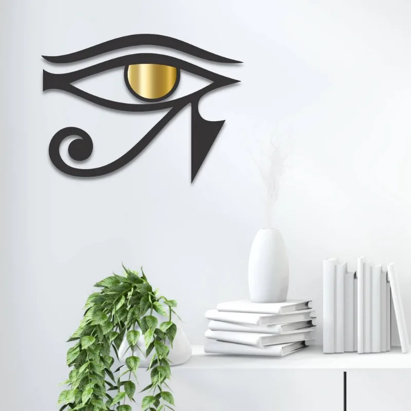 Espelho Decorativo Dourado de Parede Olho de Hórus em Mdf - Woodecora