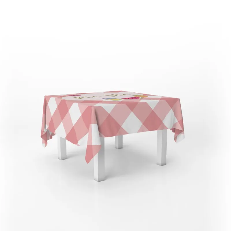 Toalha De Mesa Quadrada Infantil Tecido Oxford Pic Nic Xadrez - 140x140cm