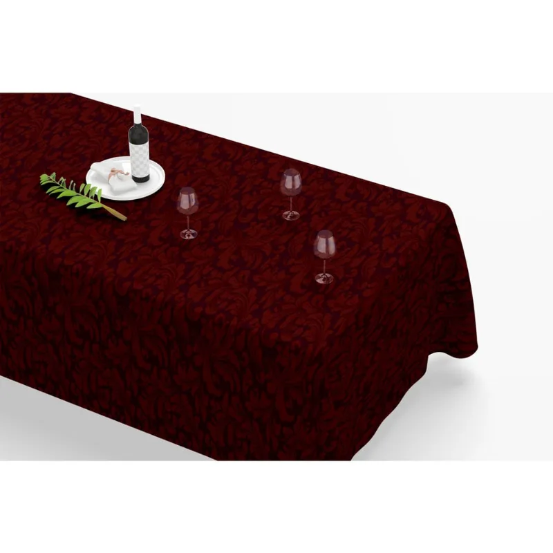 Toalha De Mesa Retangular 12 Lugares Tecido Oxford Arabesco Marsala TLZ01 - 300x110cm