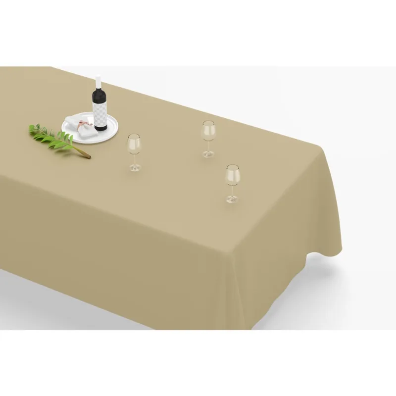 Toalha De Mesa Retangular 12 Lugares Tecido Oxford Bege TLZ03 - 300x110cm