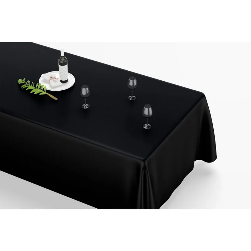 Toalha De Mesa Retangular 12 Lugares Tecido Oxford Preto TLZ06 - 300x110cm