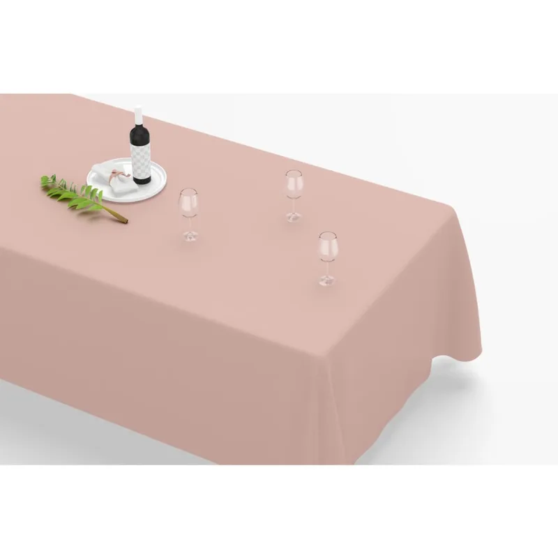 Toalha De Mesa Retangular 12 Lugares Tecido Oxford Rosa Antigo TLZ07 - 300x110cm