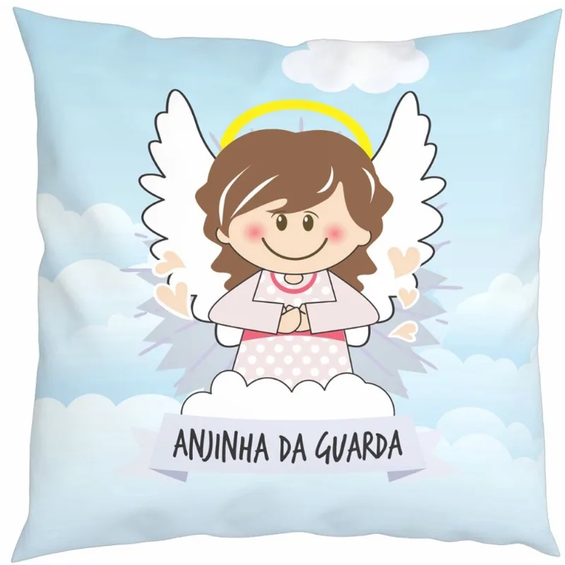 Almofada Com Enchimento Oração Santinho Anjinha da Guarda