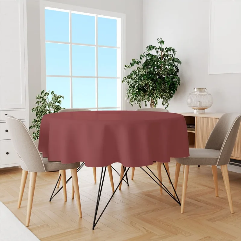 Toalha De Mesa Redonda Tecido Oxford Marsala Tom Claro -140x140cm