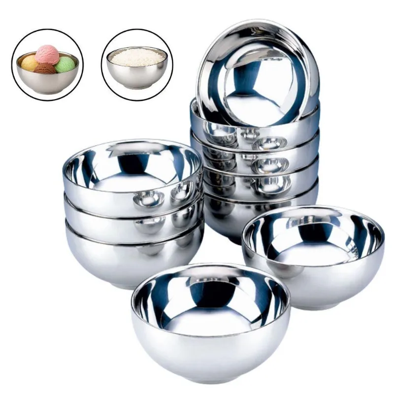 Kit 10 Tigelas Inox Lisa Dupla Camada 14 Cm Com Isolamento Térmico Para Alimentos Inox Losan
