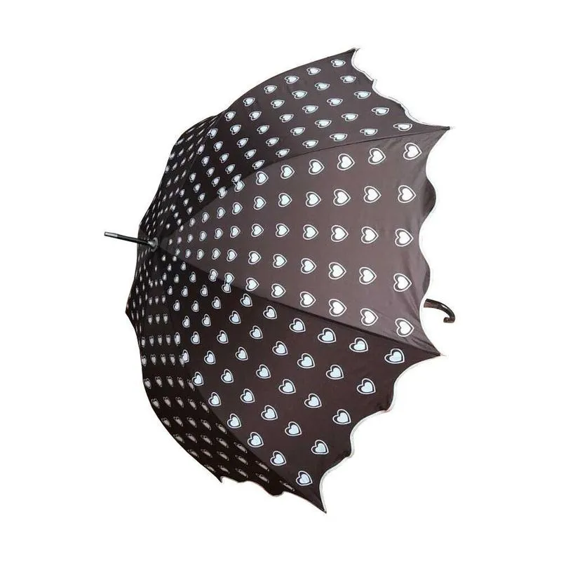Guarda Chuva Sombrinha Longa Automática Coração Marrom