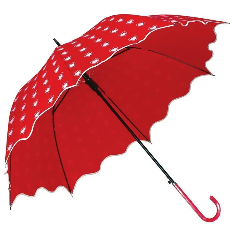 Guarda Chuva Sombrinha Longa Automática Coração Vermelho