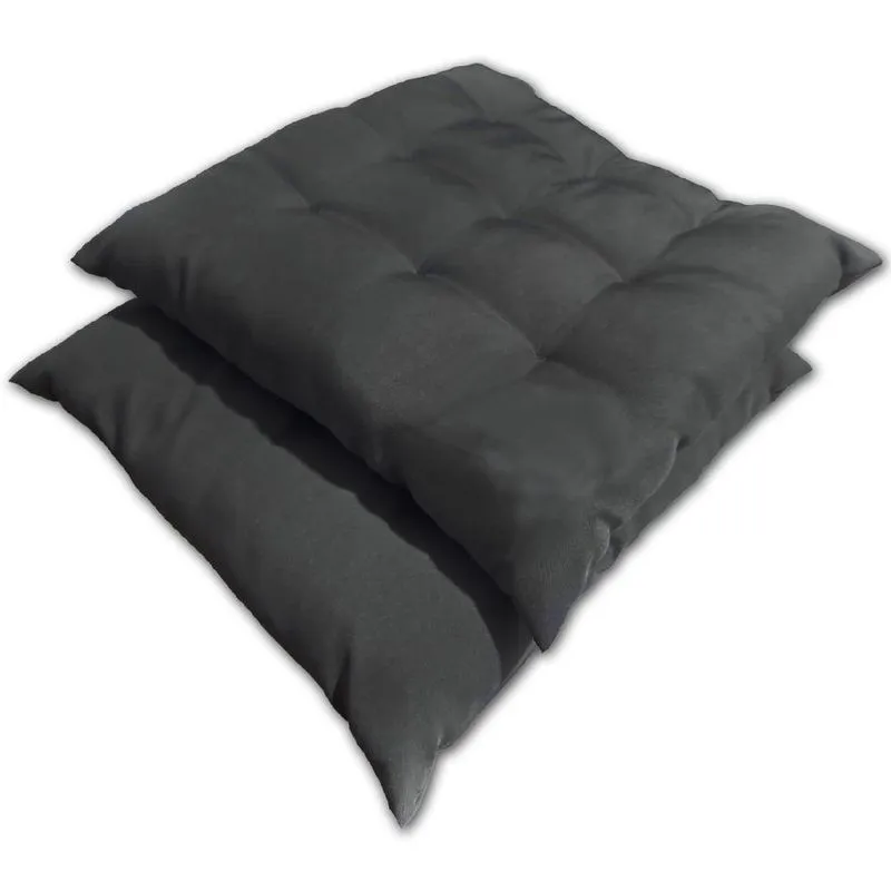 Kit 02 Almofadas Assento Futon Flat Para Cadeira 40x40 Cinza Escuro