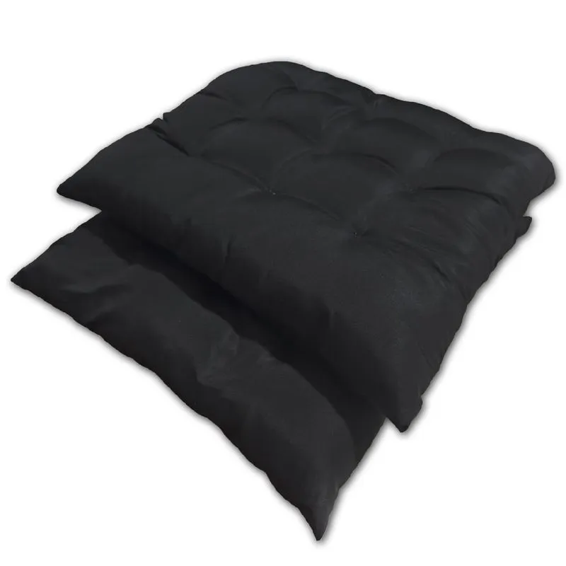 Kit 02 Almofadas Assento Futon Flat Para Cadeira 40x40 Preto
