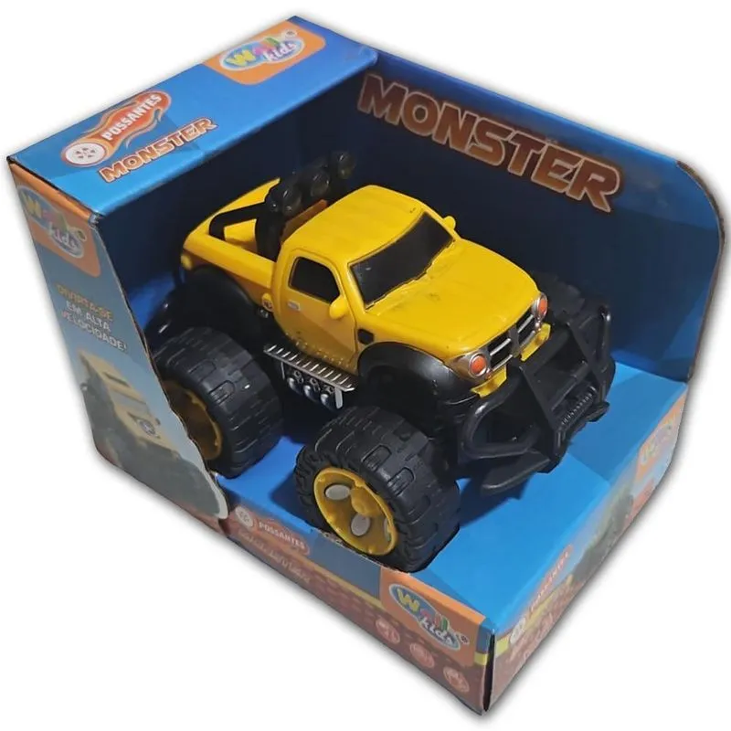 Carrinho De Fricção Monster Trucks Possantes Wellkids Amarel