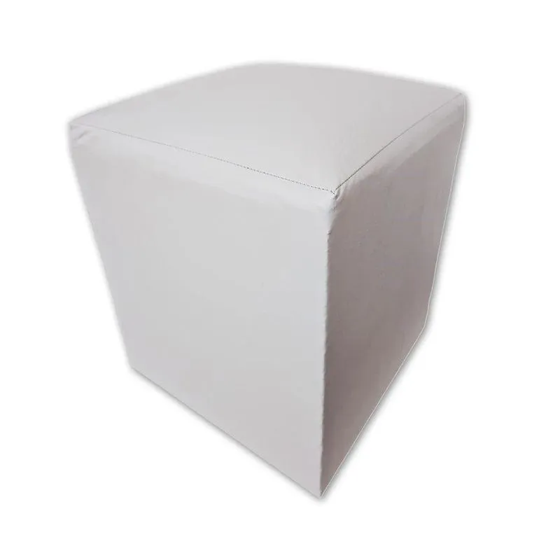 Puff Banqueta Quadrado Cubo Decorativo Courino E Suede Branco Courino