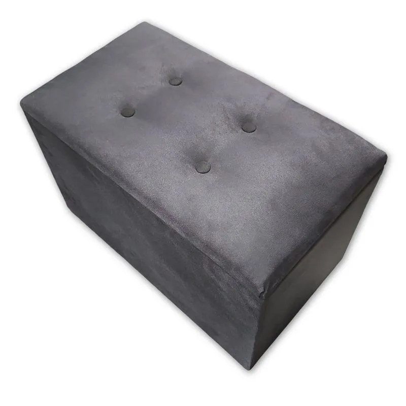 Puff Baú Banqueta Retangular Organizar E Decorar Suede 60cm Cinza