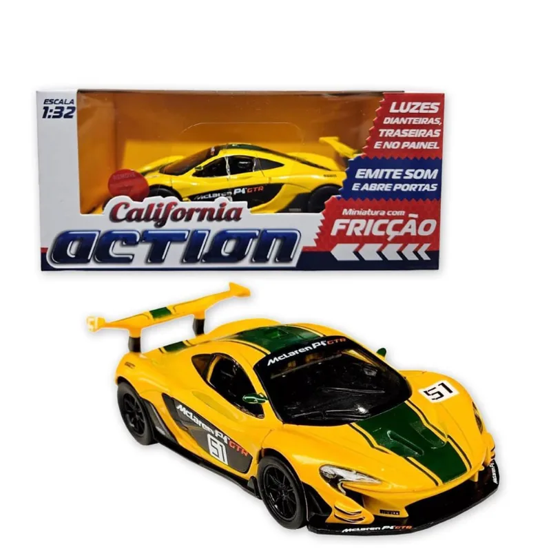 Carro Miniatura Metal Maclaren P1 Gtr 1:32 Action Som E Luz