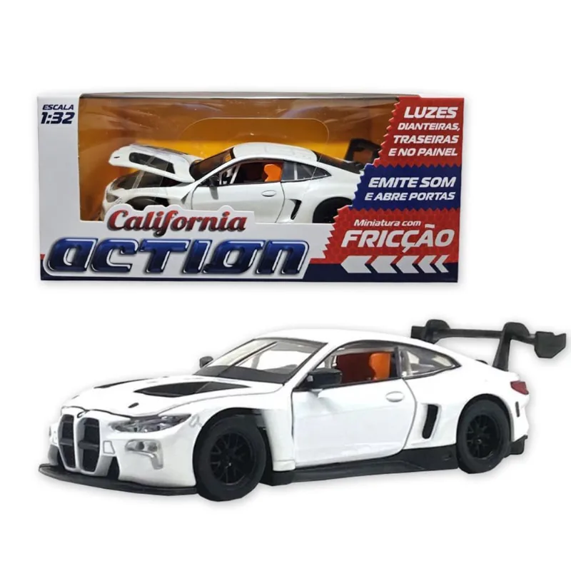 Carro Miniatura Metal Bmw M4 Gt3 1:32 Action Com Som E Luz