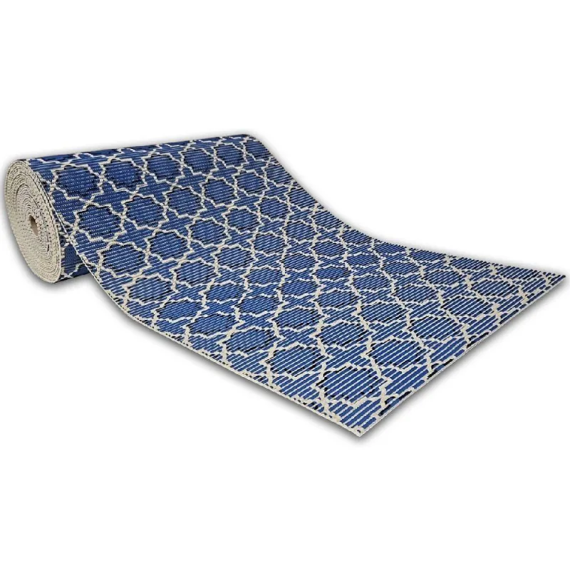 Tapete Passadeira Capacho Emborrachada Antiderrapante 0,65x1,00 Azul Azulejo