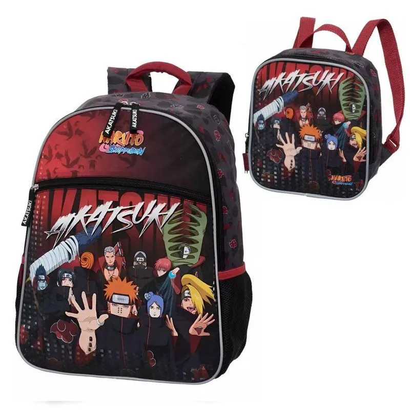 Kit Mochila E Lancheira Escolar Naruto Akatsuki Rising