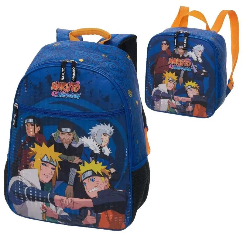 Kit Mochila E Lancheira Escolar Infantil Naruto Leaf 978H