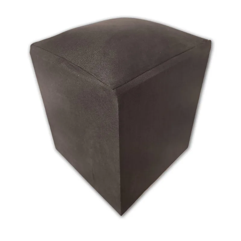 Puff Banqueta Quadrado Cubo Decorativo Courino E Suede Marrom Suede
