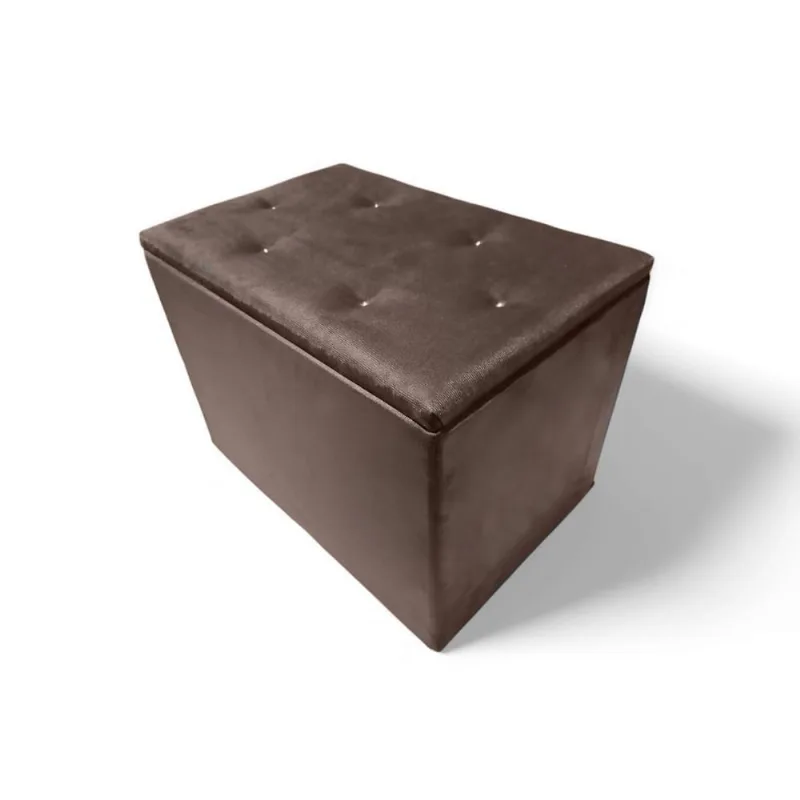 Puff Baú Botão Banqueta Suede Organizar Decorar 55Cm Marr