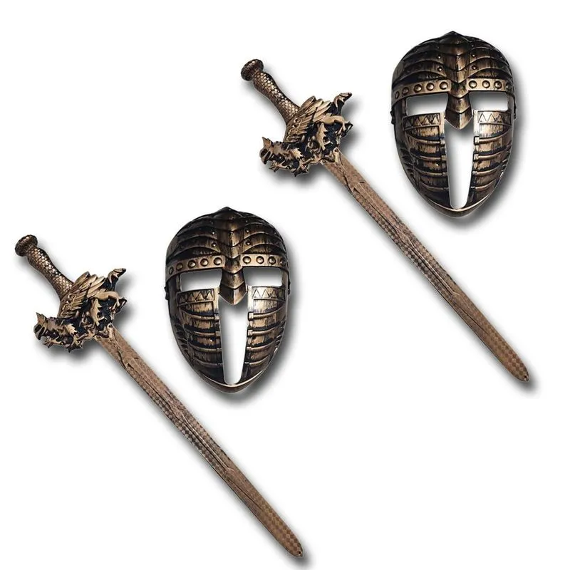 2 Kits Medieval Espada E Mascara Guerreiro De Combate Jr0610