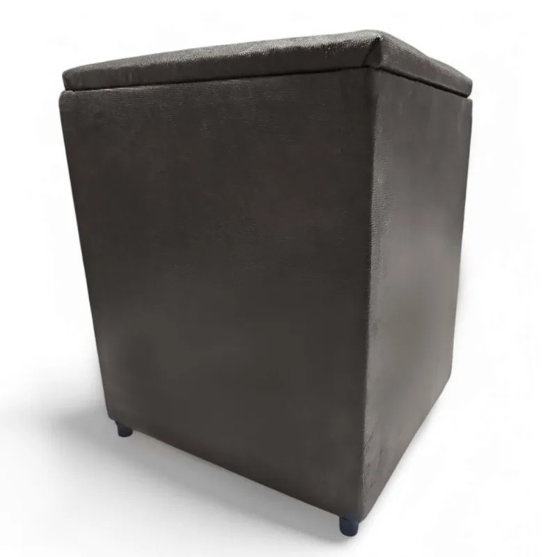 Puff Baú Banqueta Quadrado Cubo Decorativo Courino E Suede Marrom Suede