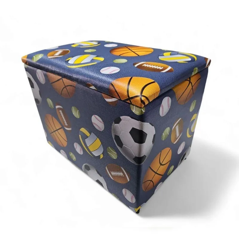 Puff Baú Banqueta Retangular Organizar E Decorar 55cm Bolas Tecido