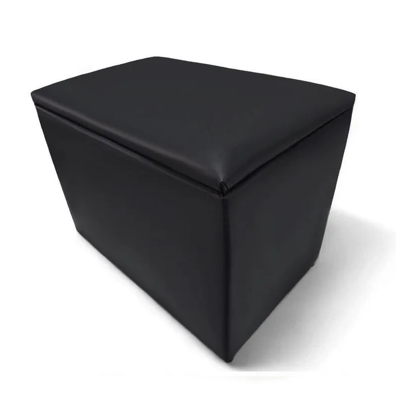 Puff Baú Banqueta Retangular Organizar E Decorar 55cm Preto Courino