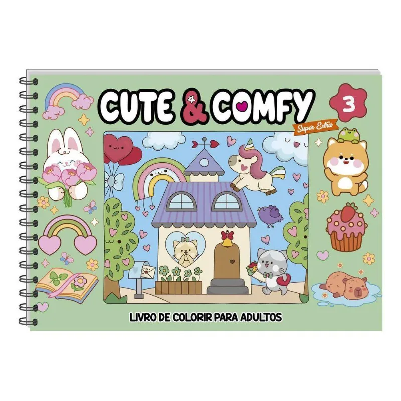 Livro De Colorir Cute &amp; Comfy Super Extra Capa Dura Edição 3
