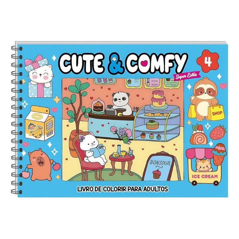 Livro De Colorir Cute &amp; Comfy Super Extra Capa Dura Edição 4