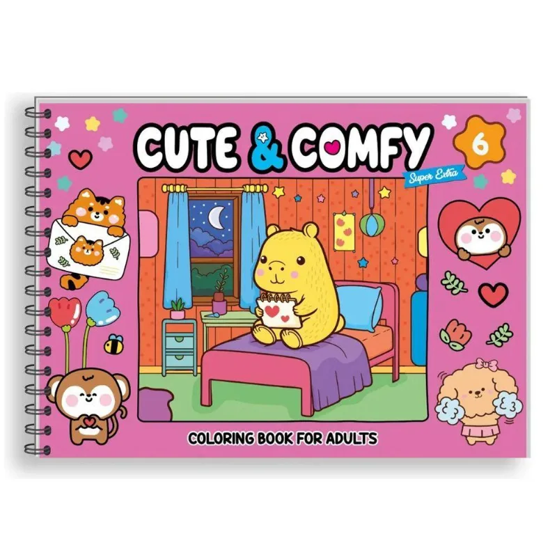 Livro De Colorir Cute &amp; Comfy Super Extra Capa Dura Edição 6