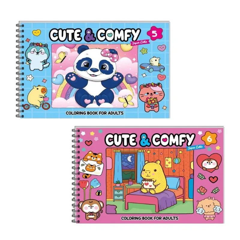 Kit 2 Livro De Colorir Cute & Comfy 05 Azul E 06 Rosa