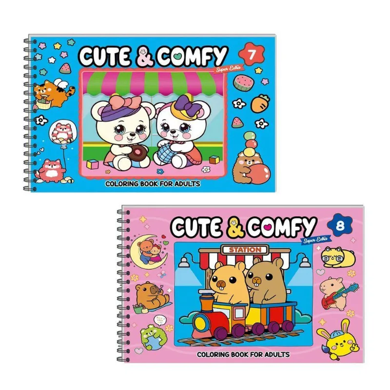 Kit 2 Livro De Colorir Cute &amp; Comfy 07 Azul E 08 Rosa