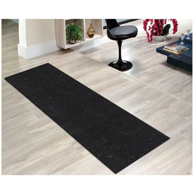 Tapete Passadeira Simples Aveludado 50x300 Borda Sem Costura Preto Mescla