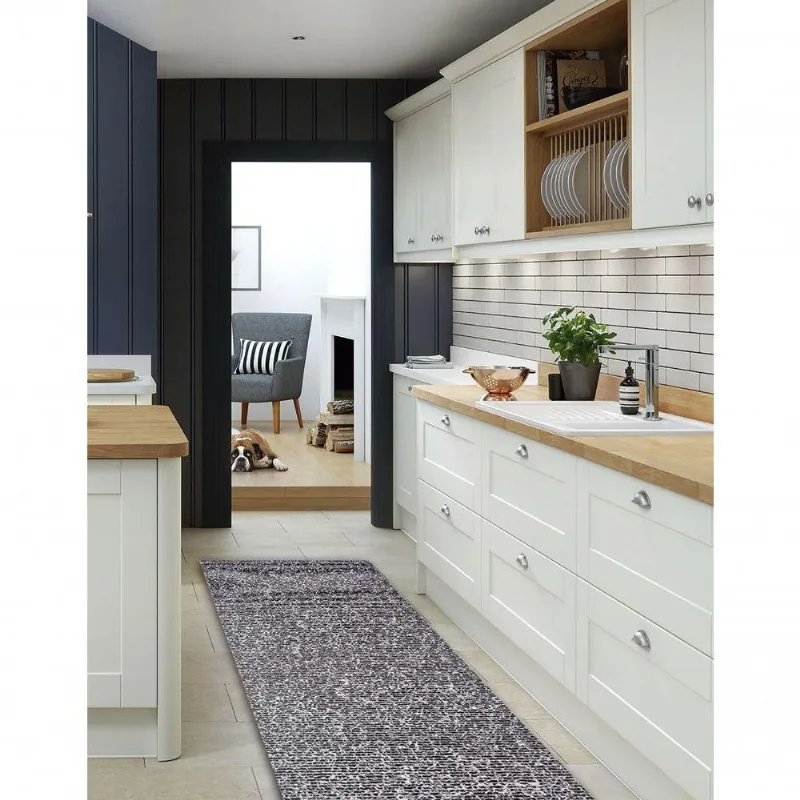 Tapete Passadeira Emborrachada Antider 65cm Venda Por Metro Textura Branco Preto
