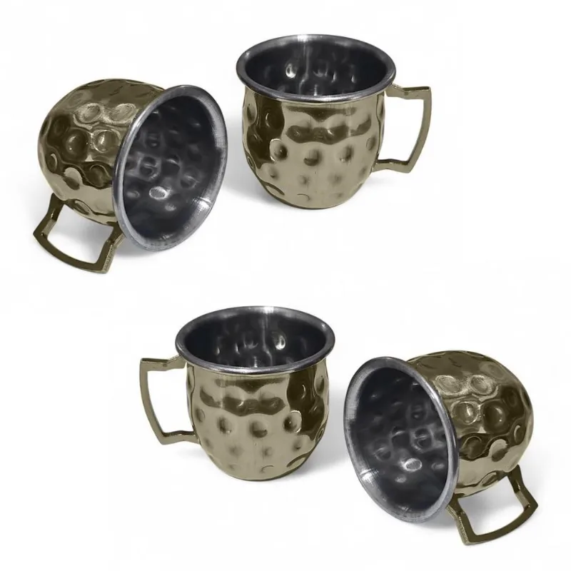 Kit 4 Mini Canecas Moscow Mule Martelada Shot Premium 60ml D