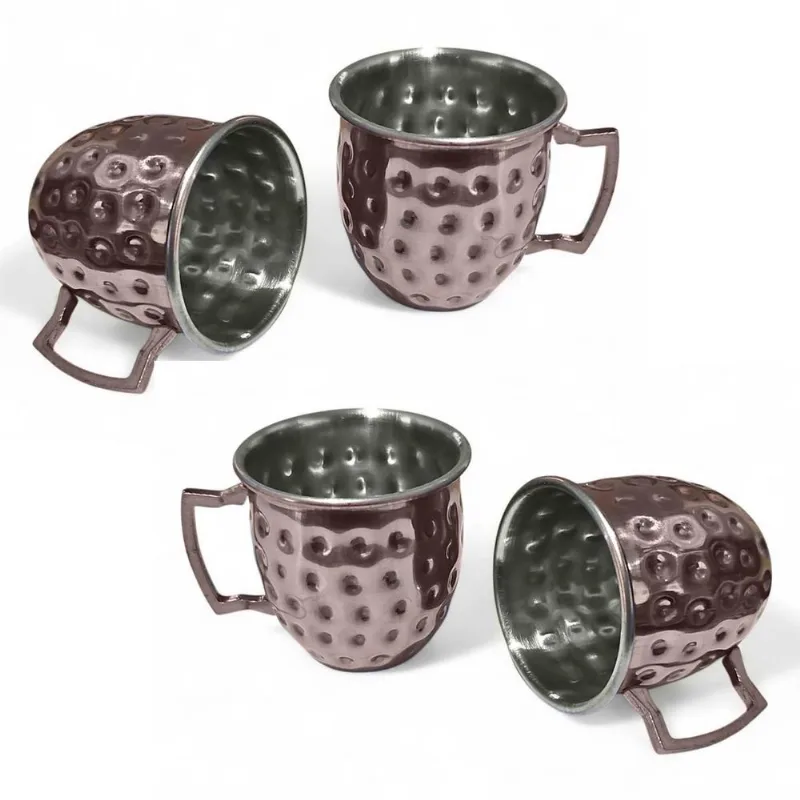 Kit 4 Mini Canecas Moscow Mule Martelada Shot Premium 60ml R