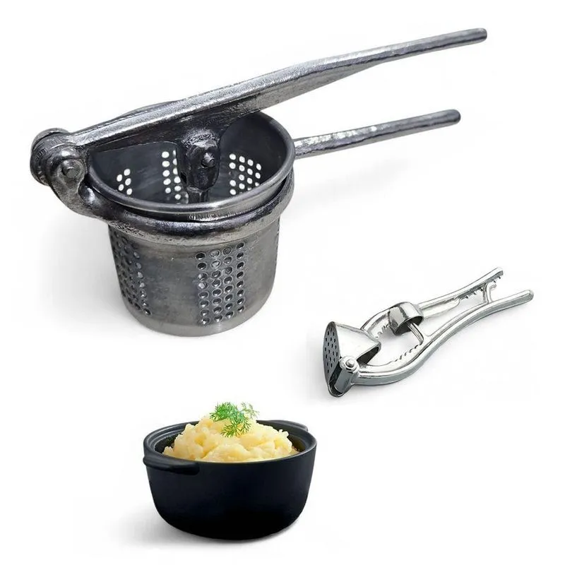 Kit Espremedor De Alho E Espremedor De Batata Alumínio