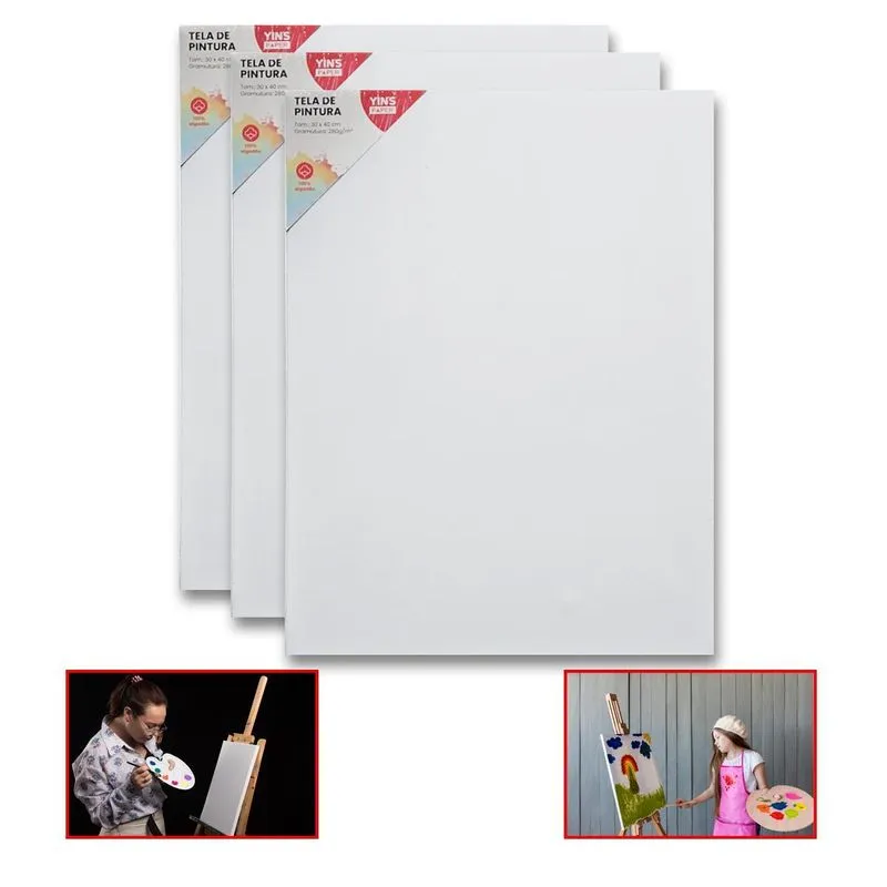 Kit 3 Telas De Pintura Comum 30x40 100% Algodão Pronta