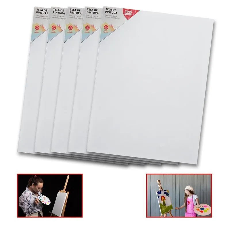 Kit 5 Telas De Pintura Comum 30x40 100% Algodão Pronta