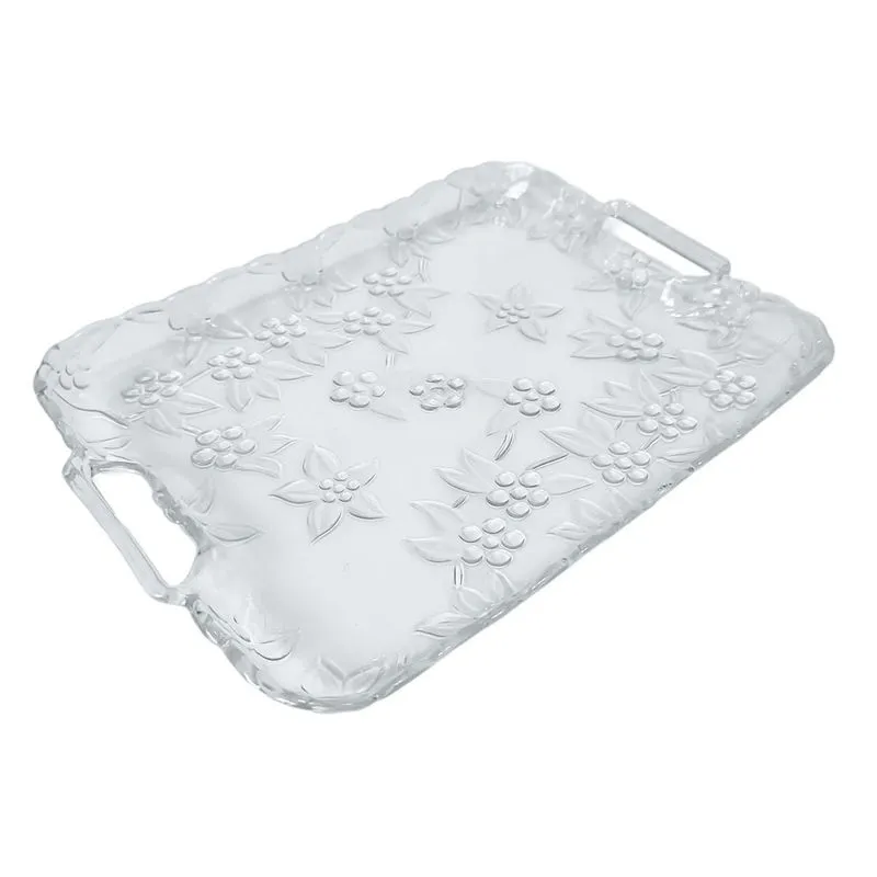 Bandeja Transparente Acrilico Retangular Boleira Decorativo