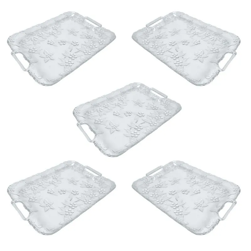 Kit 5 Bandeja Transparente Acrilico Retangular Decorativo