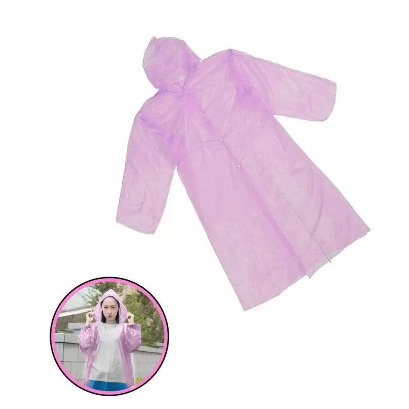 Capa De Chuva Infantil Wellmix Plástica Com Botão E Capuz Tamanho Único Rosa