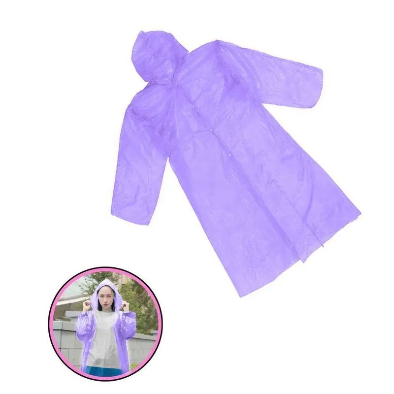 Capa De Chuva Infantil Wellmix Plástica Impermeável Tamanho Único Roxo Com Capuz