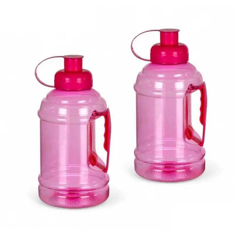 Kit 2 Garrafa Squeeze Galão 1l Com Alça Rosa Livre De Bpa Plasduran Plásticos