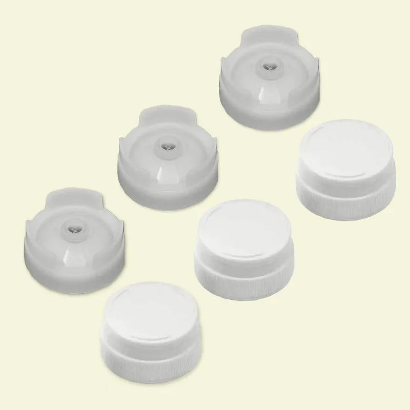 Kit 3 Pares De Tampas Invertidas Com Válvula Para Bisnaga Reposição Branca Chef Line